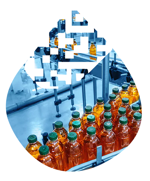 Modern beverage production line with industrial coding and marking equipment